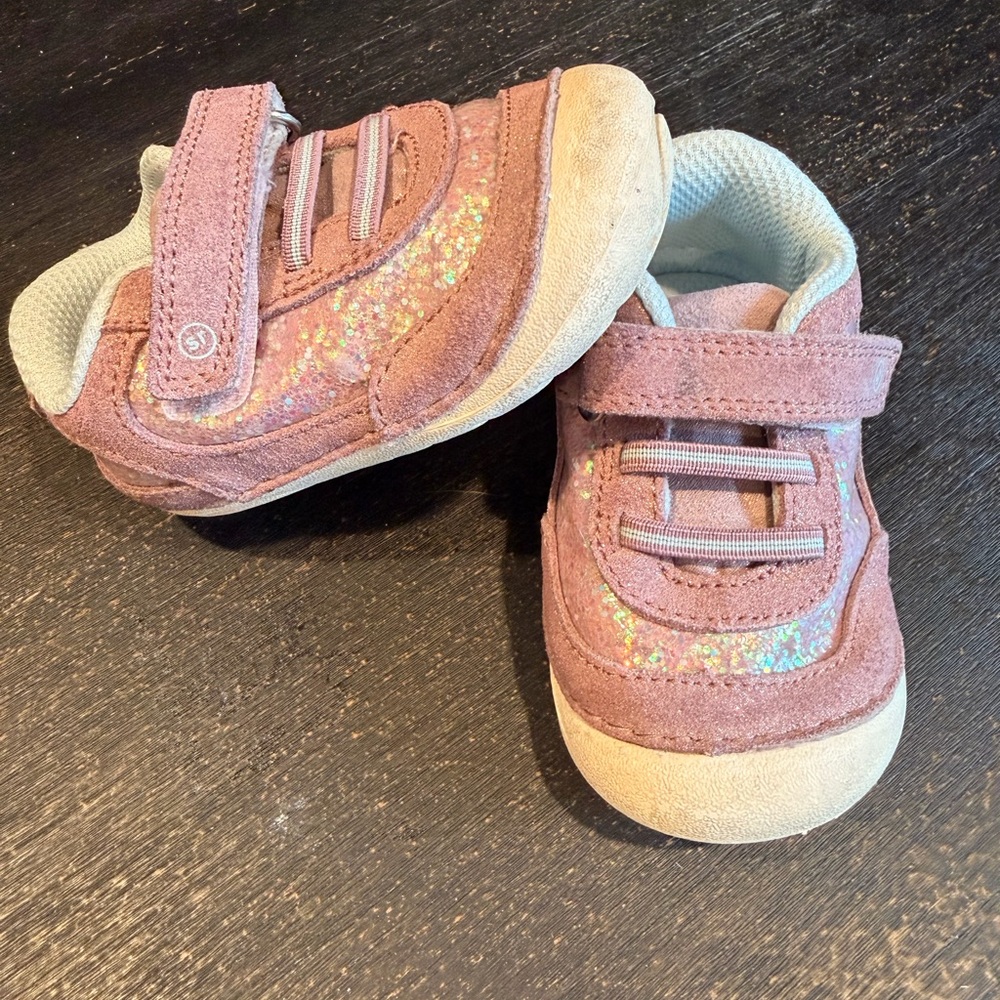 Stride Rite Glittery Purple and Cream Sneakers Sz 4